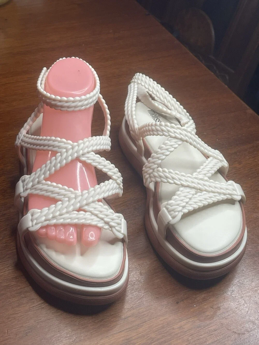 Melissa NEW Anthropologie Buzios Braided Platform Ivory Ankle Strap Strappy Sz 8